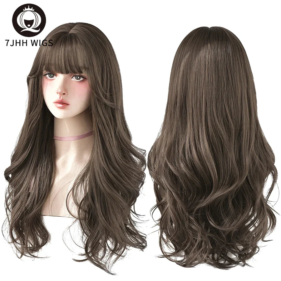 7JHH Wigs Brown Ash Long Deep Wave Wig-1