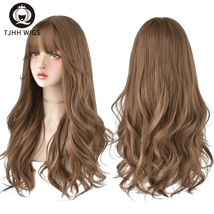 7JHH Wigs Brown Ash Long Deep Wave Wig-2