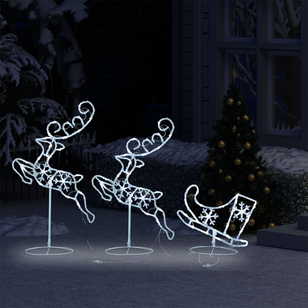 vidaXL Christmas Decoration Reindeer and Sleigh Christmas Lighting Acrylic-3