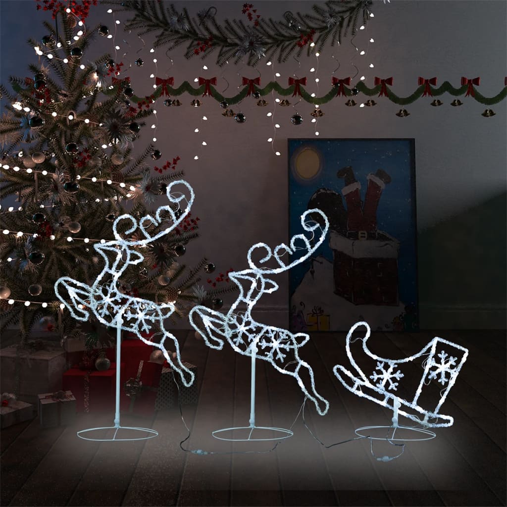 vidaXL Christmas Decoration Reindeer and Sleigh Christmas Lighting Acrylic-6