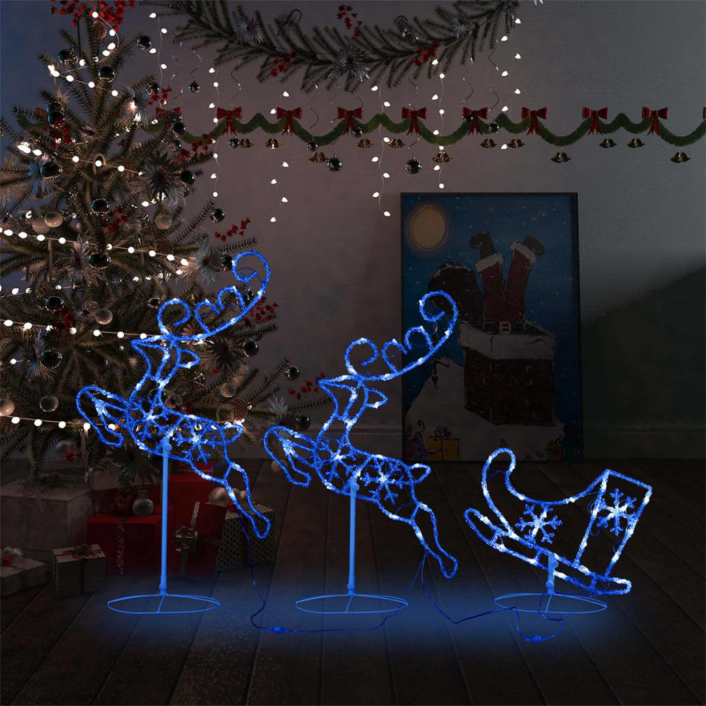 vidaXL Christmas Decoration Reindeer and Sleigh Christmas Lighting Acrylic-7