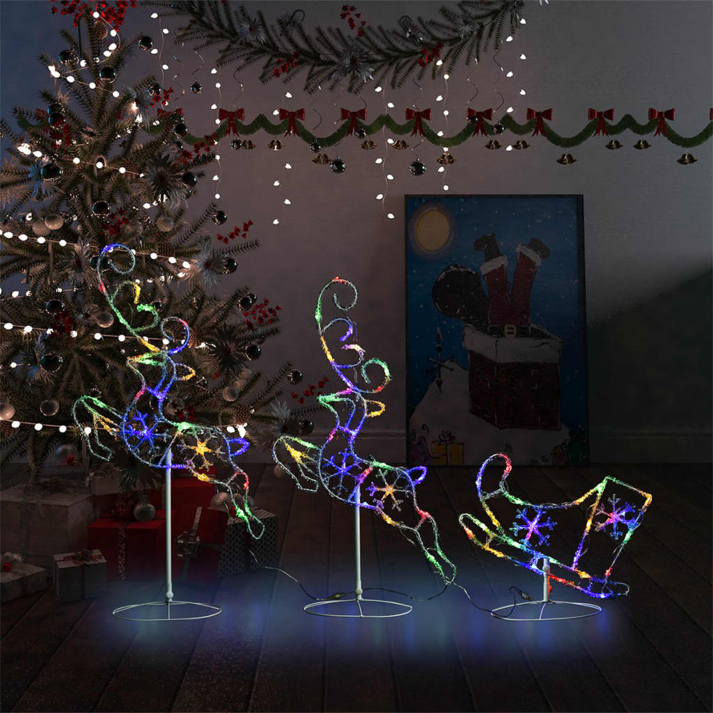 vidaXL Christmas Decoration Reindeer and Sleigh Christmas Lighting Acrylic-8
