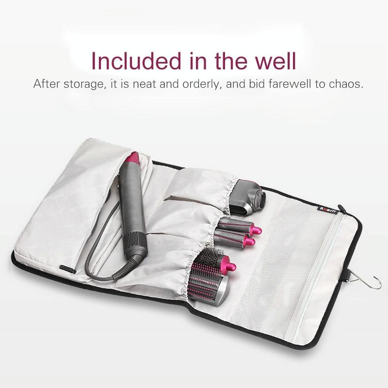 NNEIDS Black Nylon Hanging Storage Bag For Portable Dyson Hair Curler