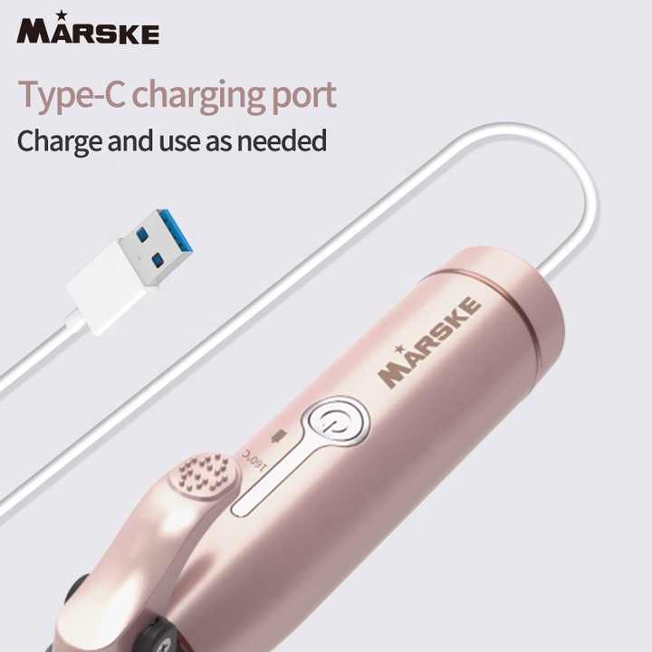 NNEDSZ Portable Cordless Hair Curler and Straightener | Wireless Rechargeable Curling Iron | 2 Adjustable Temperature Settings | Compact & Travel-Friendly