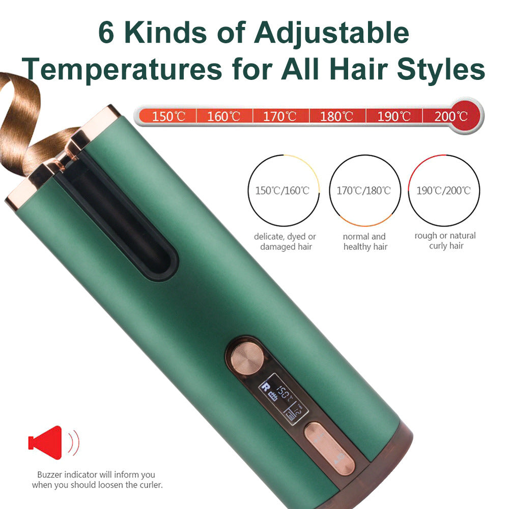 NNEDSZ Cordless Automatic Hair Curler with Adjustable Temperature - Purple