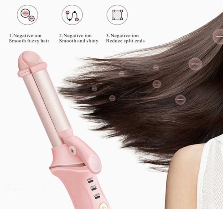 NNEDSZ Pink Mini Cordless Hair Curler with Adjustable Heat Settings and USB Charging